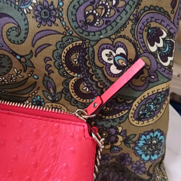 NWOT Kate Spade Red Ostrich Embossed Shoulder Bag, Gold Chain Strap - Picture 12 of 12